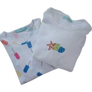 Anthonys Resort Wear Womens M White Popsicle Print Top & Starfish‎ Sweater Set